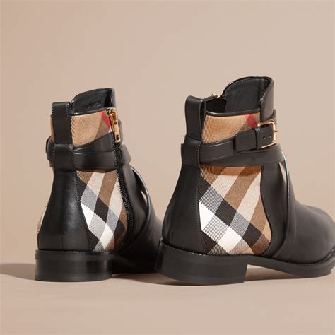 burberry strap detail leather ankle boots|burberry house check ankle boots.